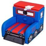 Fotoliu Locomotiva Thomas cadru de lemn si 2 compartimente de stocare Train Engine Sofa